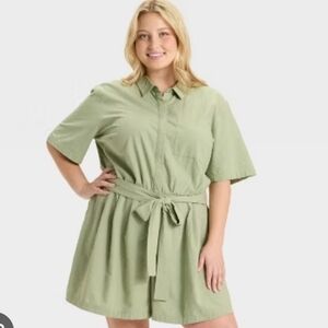 Ava & Viv Womens Olive Green Romper With Belt 2X Nwt